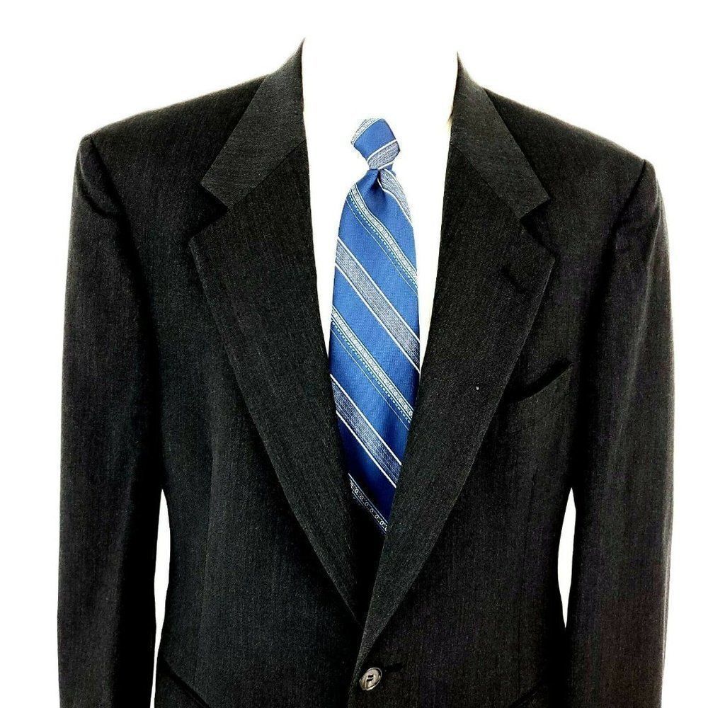 Stafford Executive Wool 2 Button Blazer 40R Blue Gray